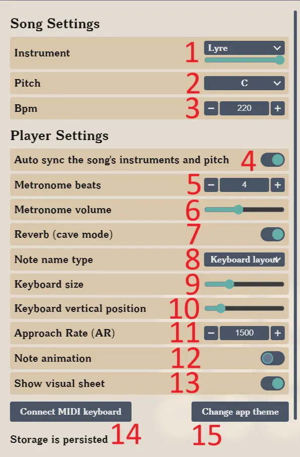 Player settings